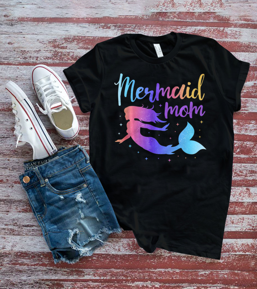 Mermaid Mom Gradient Silhouette For Bachelorette Party T-Shirt