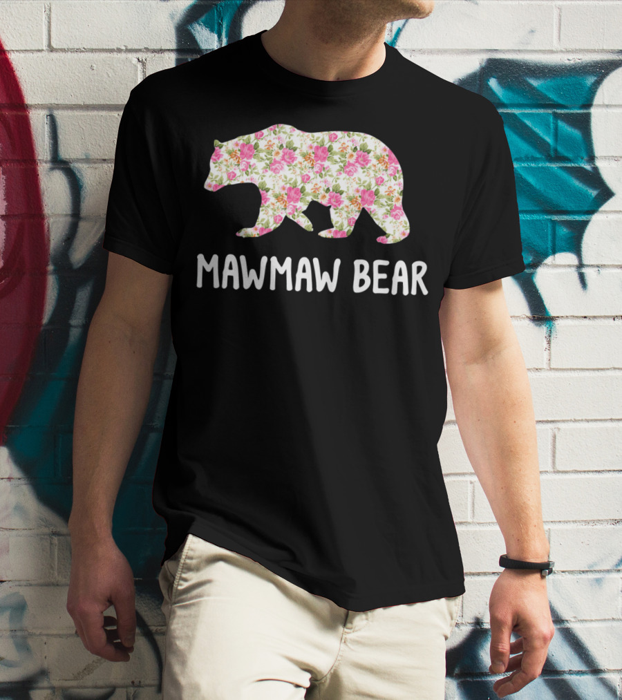 Mawmaw Bear Floral Grandmother T-Shirt