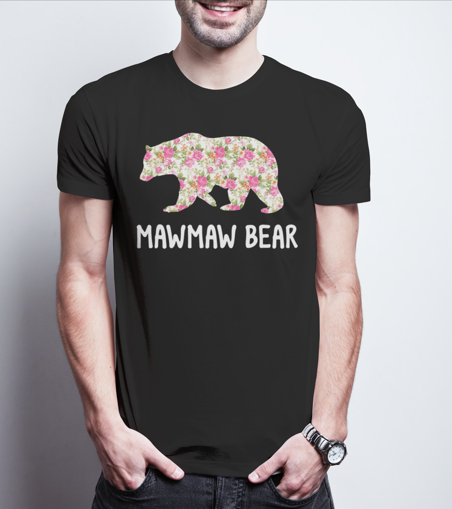 Mawmaw Bear Floral Grandmother T-Shirt