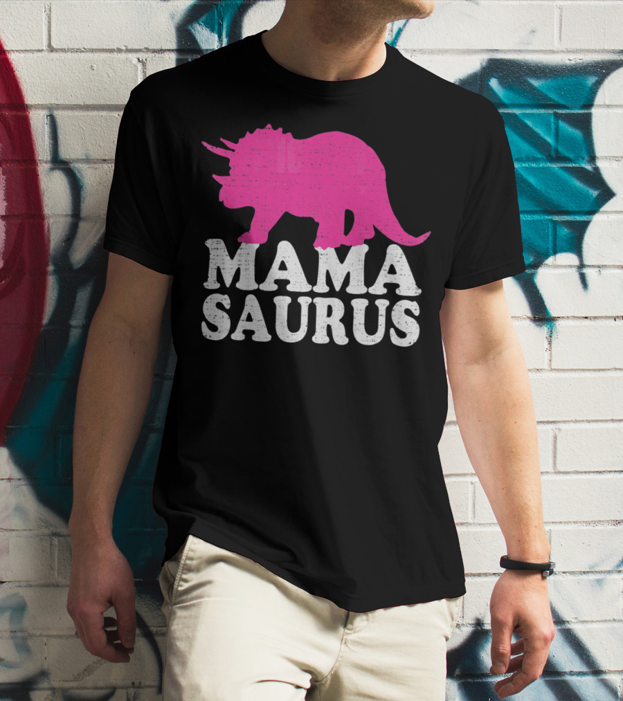 MAMASAURUS Pink Triceratops T-Shirt