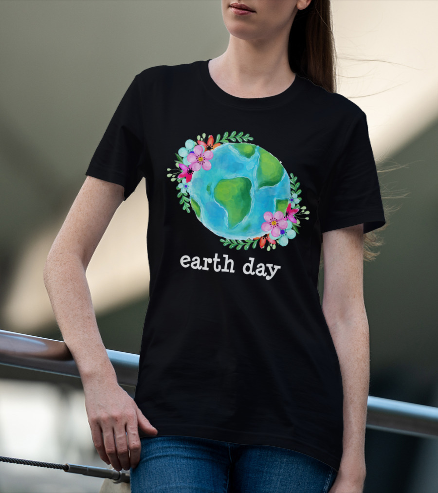 Earth Day Floral Globe Mother Nature T-Shirt