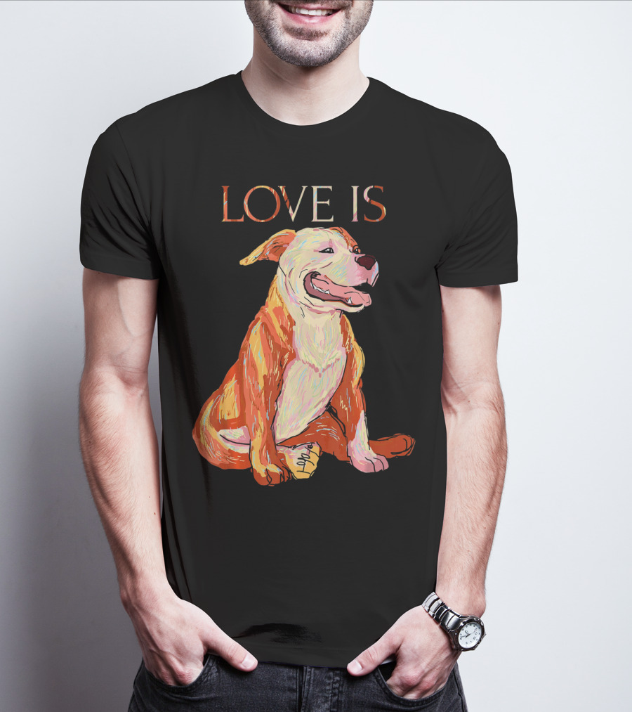 LOVE IS Pitbull Dog Cute T-Shirt