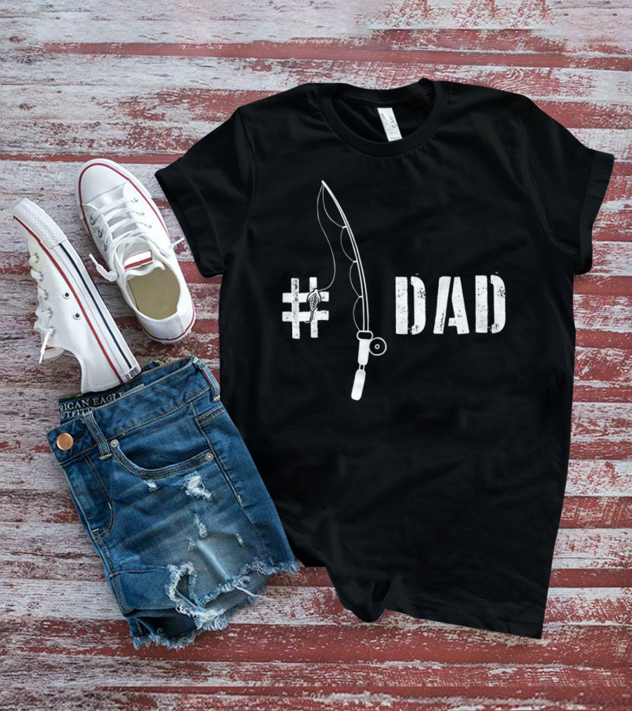 1 Dad Fishing Daddy Fat Funny Fisherman T-Shirt