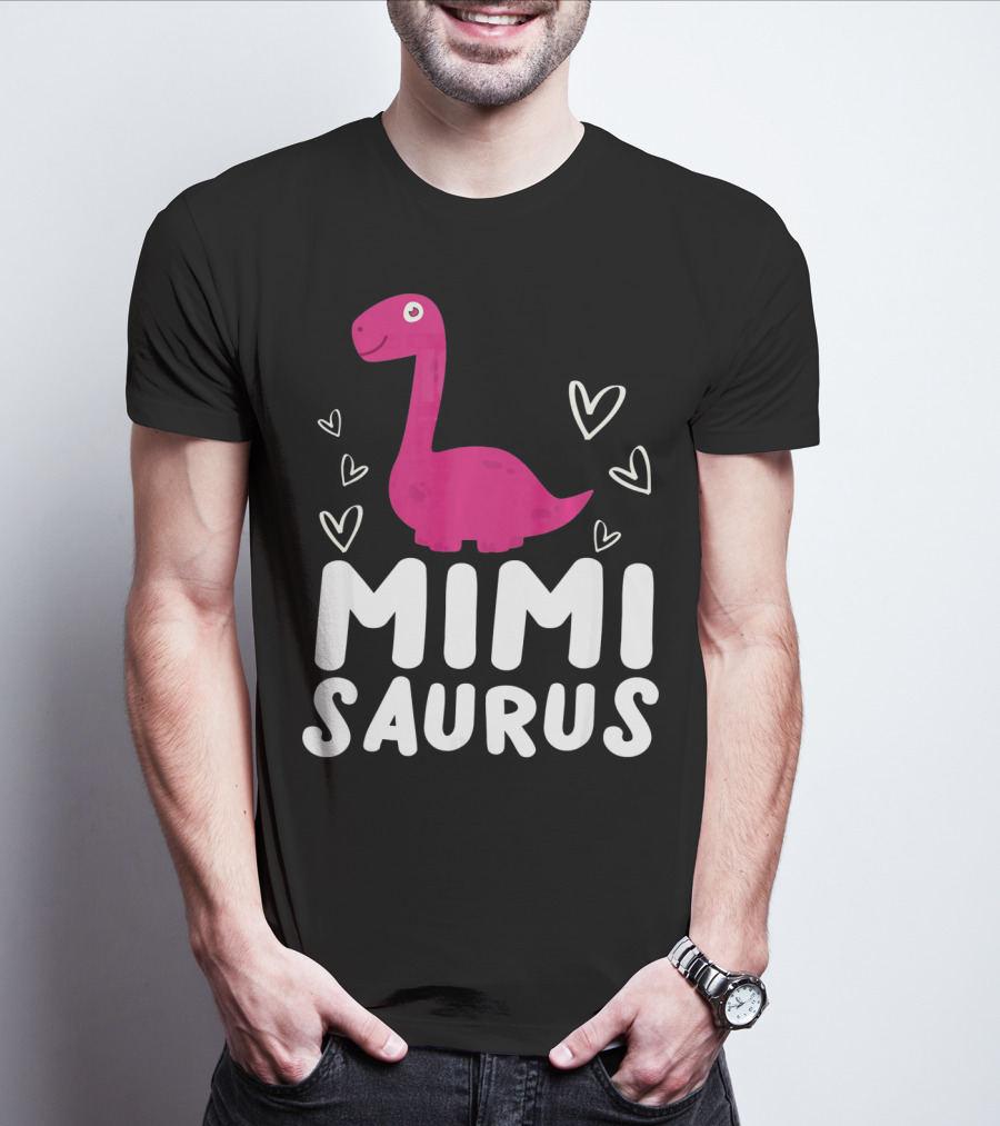 Mimisaurus Rex Mimi Saurus Din Pink Dinosaur With Hearts T-Shirt