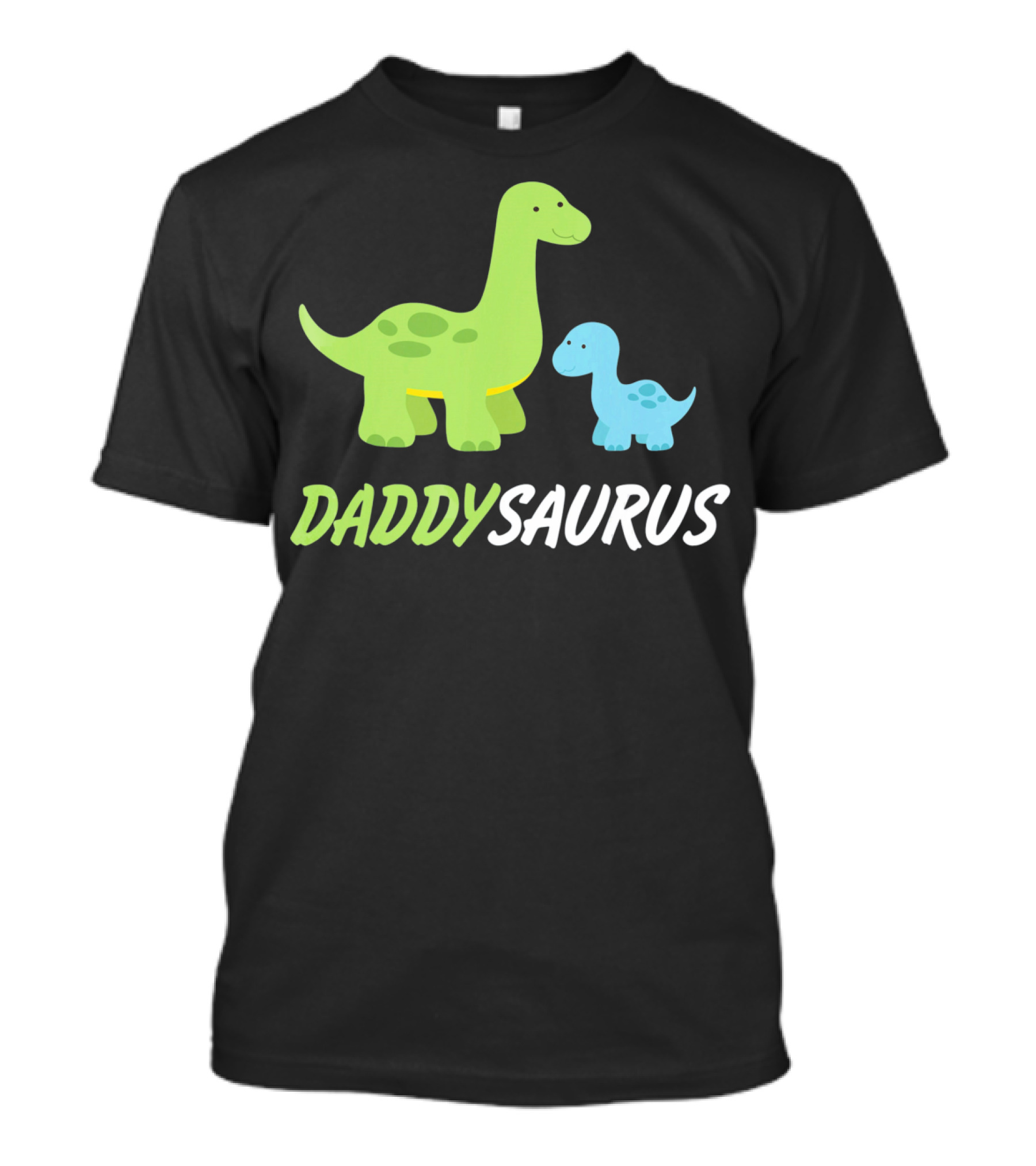 Daddysaurus Cute Sweet Daddy Family With Green Blue Dinosaurs T-Shirt
