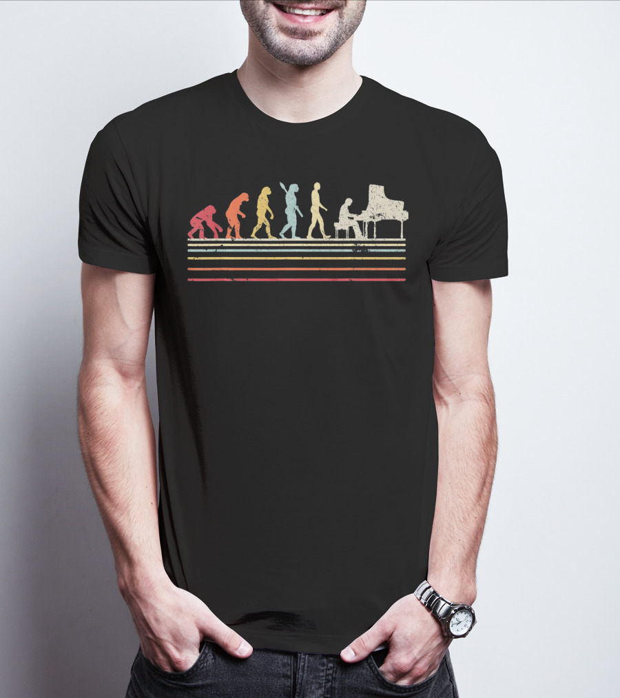 Funny Piano Retro Vintage Evolution Music Steps T-Shirt
