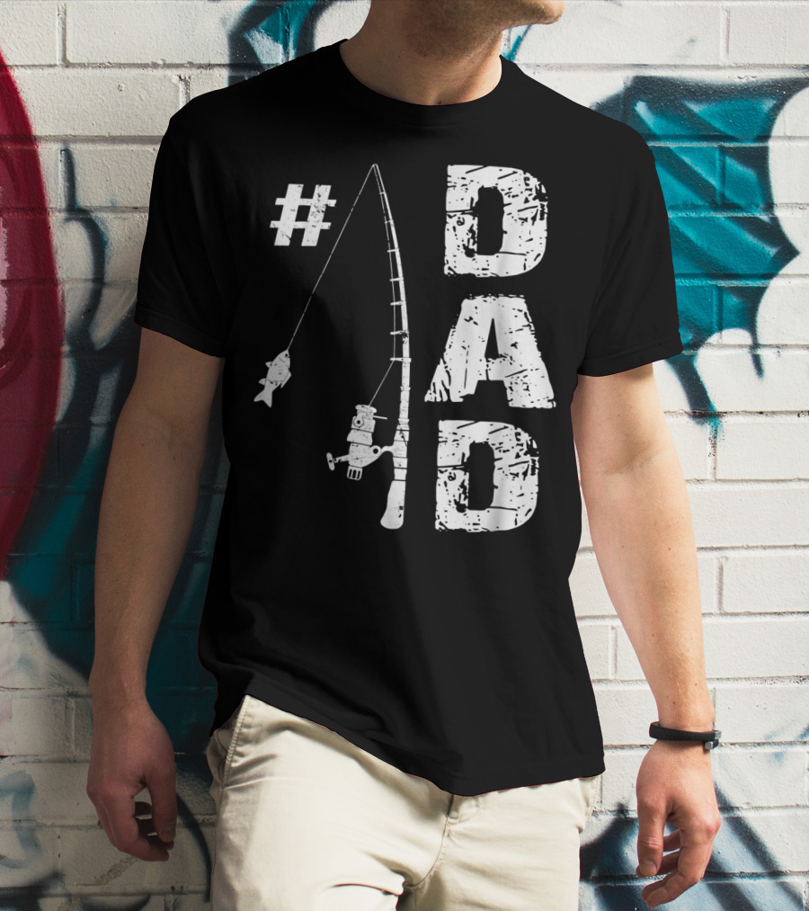 1 Dad Fishing Rod Catching Fish T-Shirt