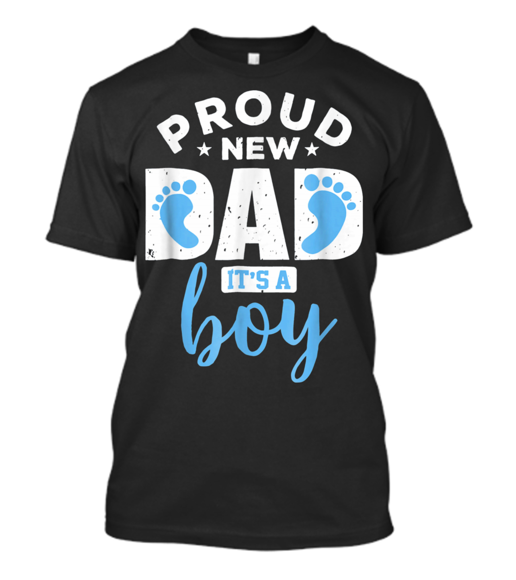 Proud New Dad It's A Boy Blue Footprints T-Shirt