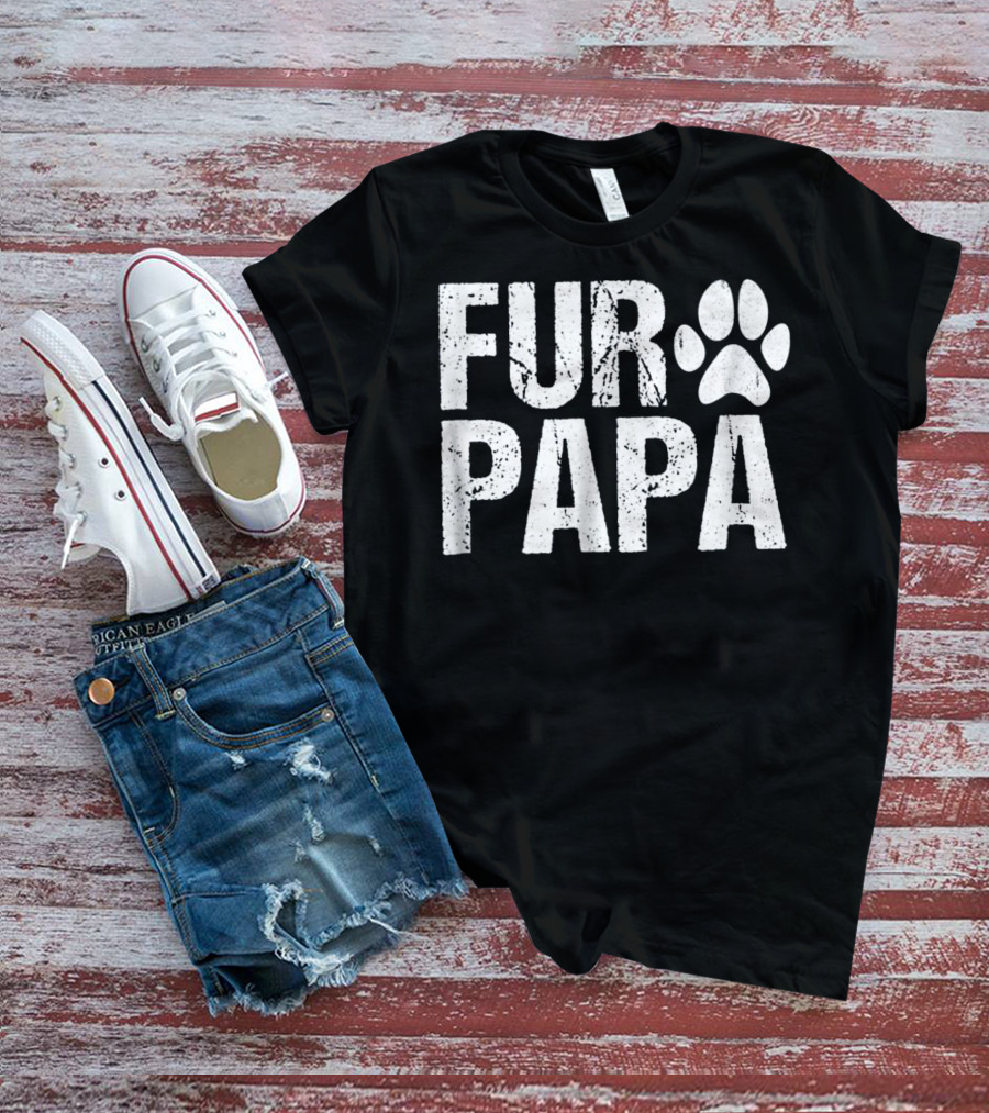 Fur Papa Mens Funny Pet Lover Dog Paw Prints T-Shirt