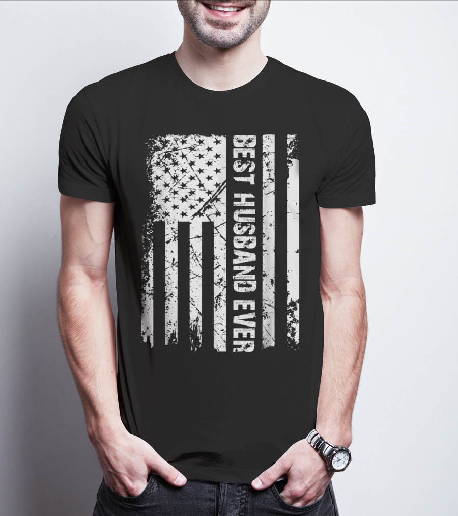 Best Husband Ever Distressed American Flag T-Shirt