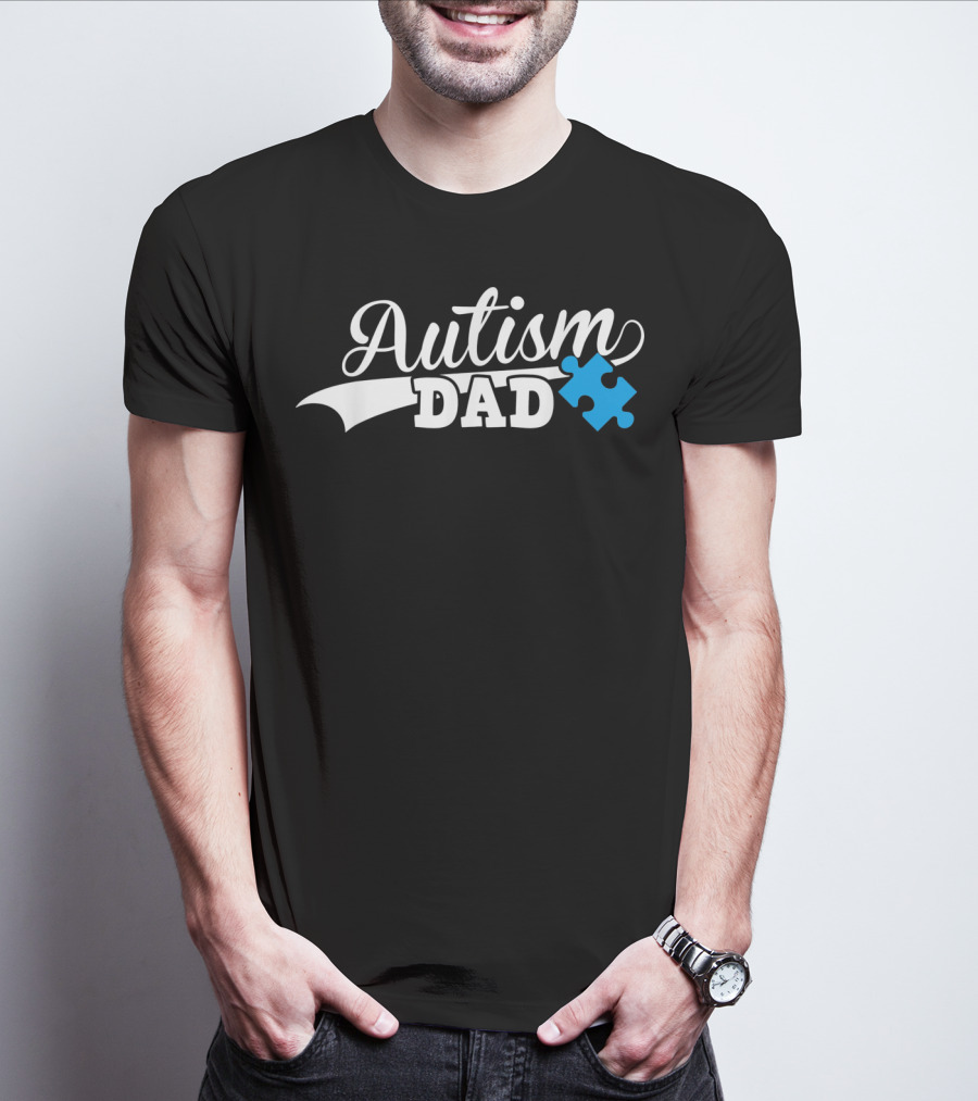 Autism Dad Awareness Puzzle Piece Support T-Shirt
