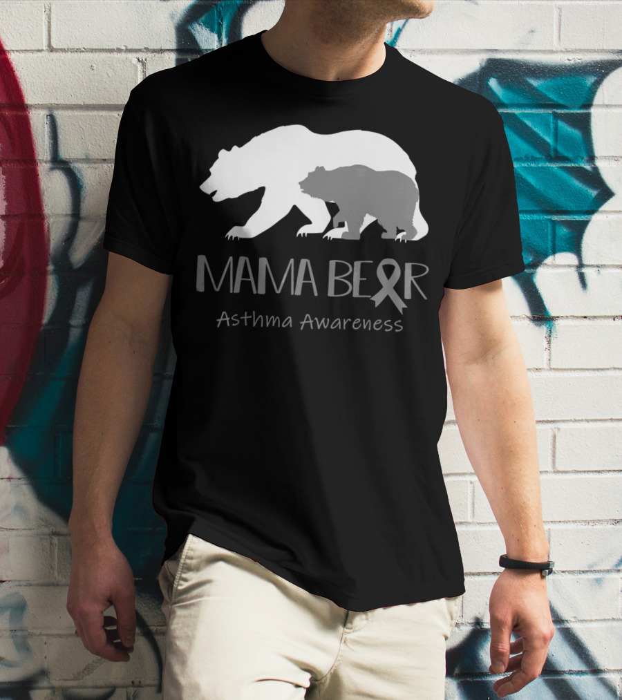 Mama Bear Asthma Awareness Ribbon T-Shirt