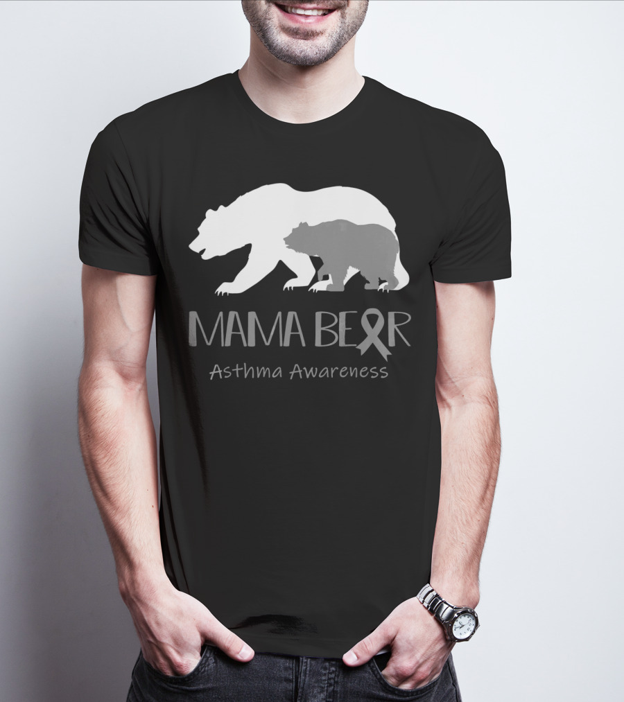 Mama Bear Asthma Awareness Ribbon T-Shirt