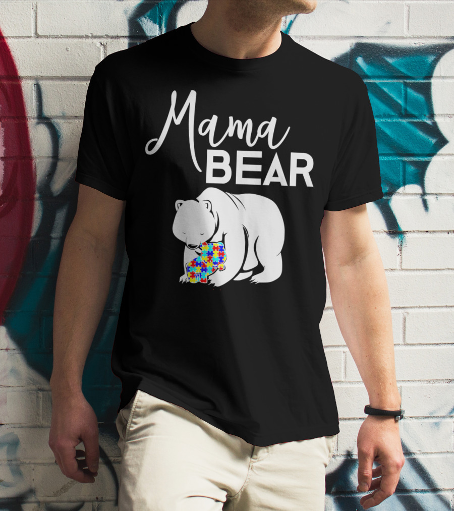Mama Bear Autism Puzzle Heart T-Shirt