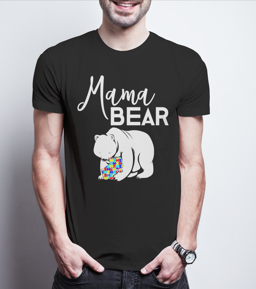 Mama Bear Autism Puzzle Heart T-Shirt