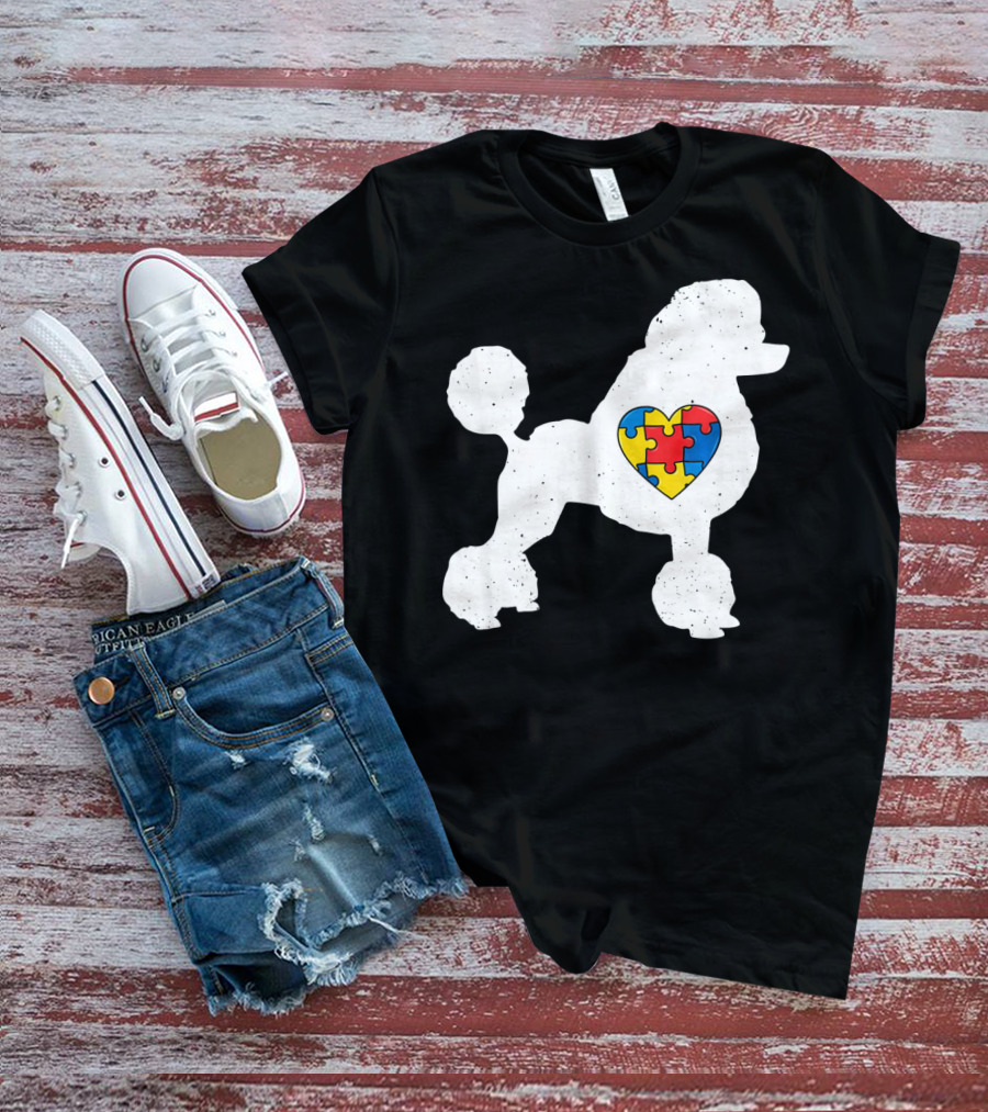 Poodle With Puzzle Heart Autism Awareness Day T-Shirt