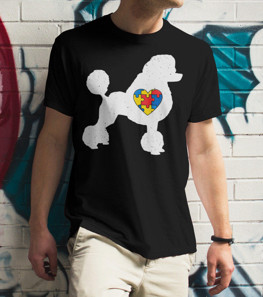 Poodle With Puzzle Heart Autism Awareness Day T-Shirt