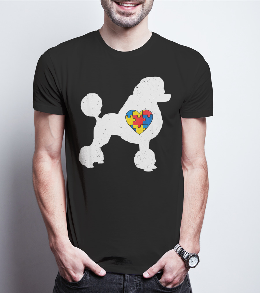 Poodle With Puzzle Heart Autism Awareness Day T-Shirt