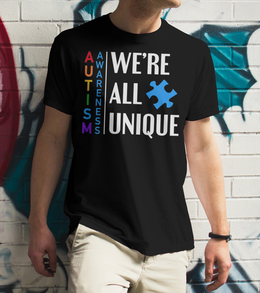 Autism Awareness We're All Unique Puzzle Piece T-Shirt