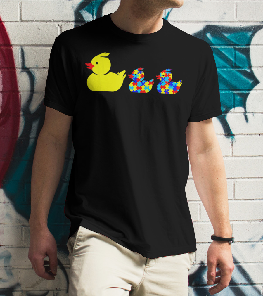 Duck Autism Awareness Puzzle Pattern Ducks T-Shirt