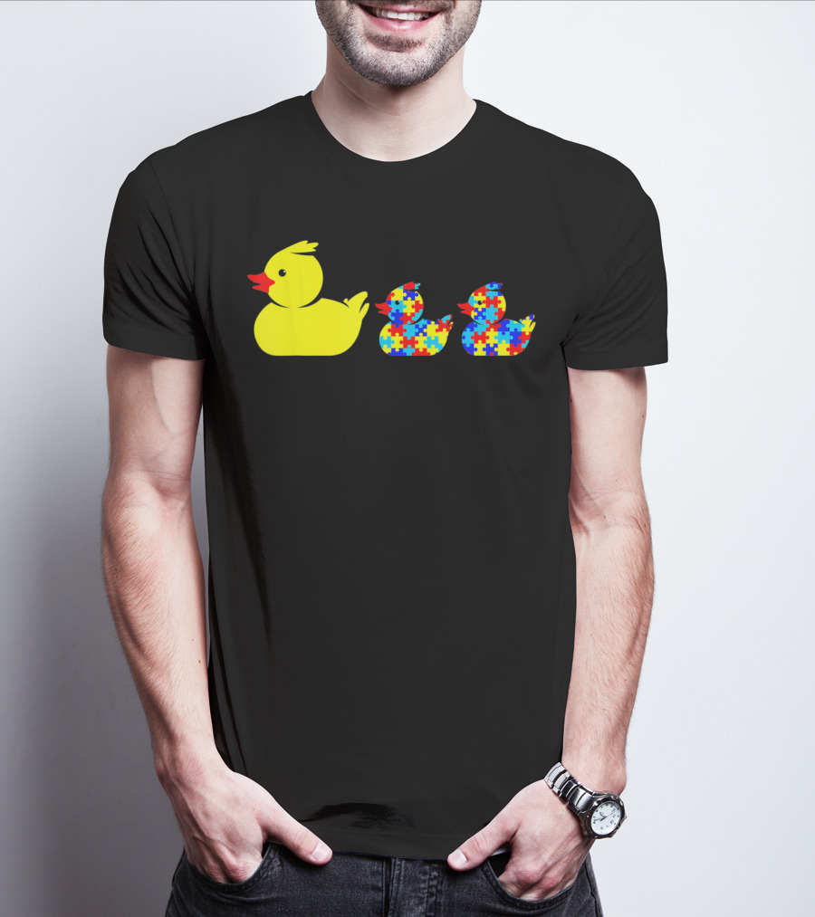 Duck Autism Awareness Puzzle Pattern Ducks T-Shirt