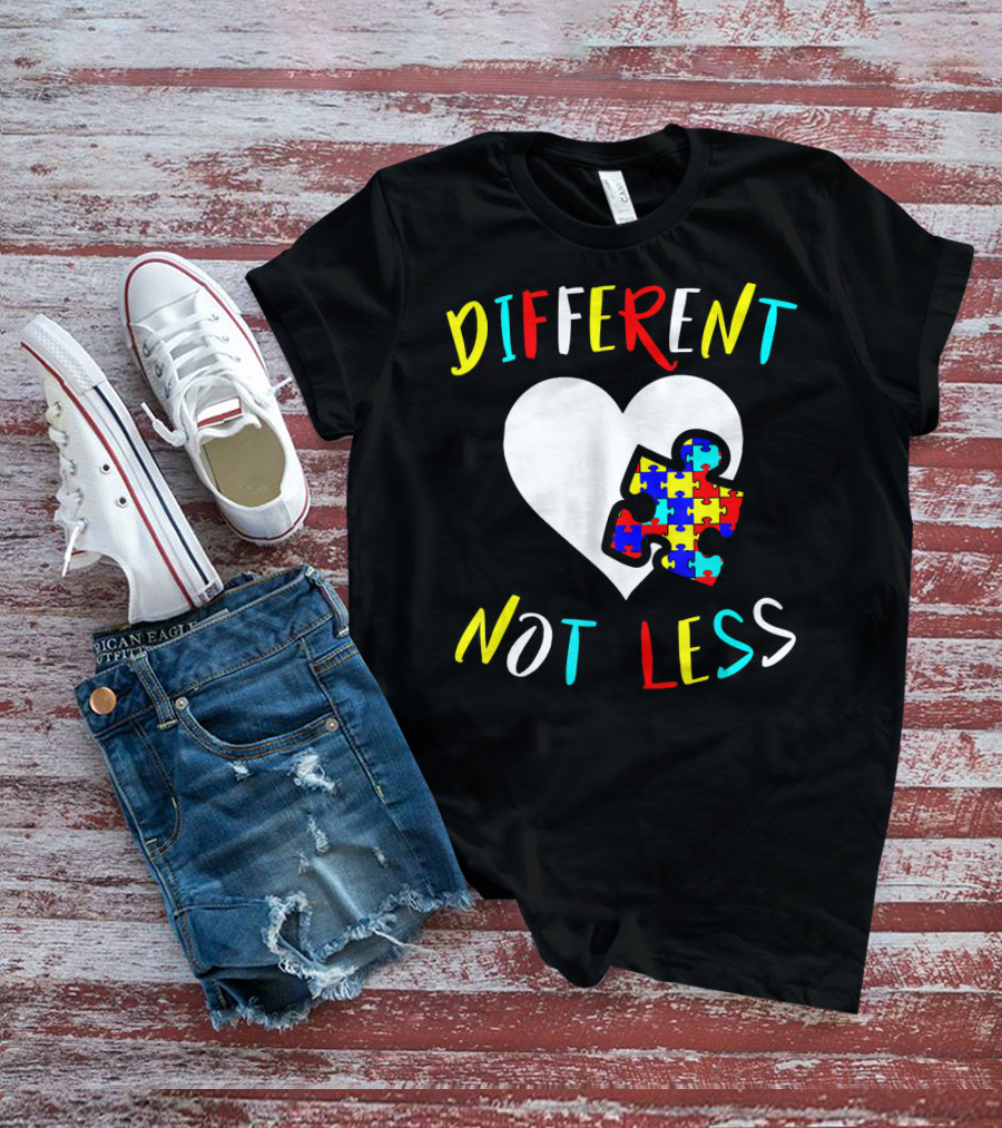 Different Not Less Autism Awareness Puzzle Heart T-Shirt