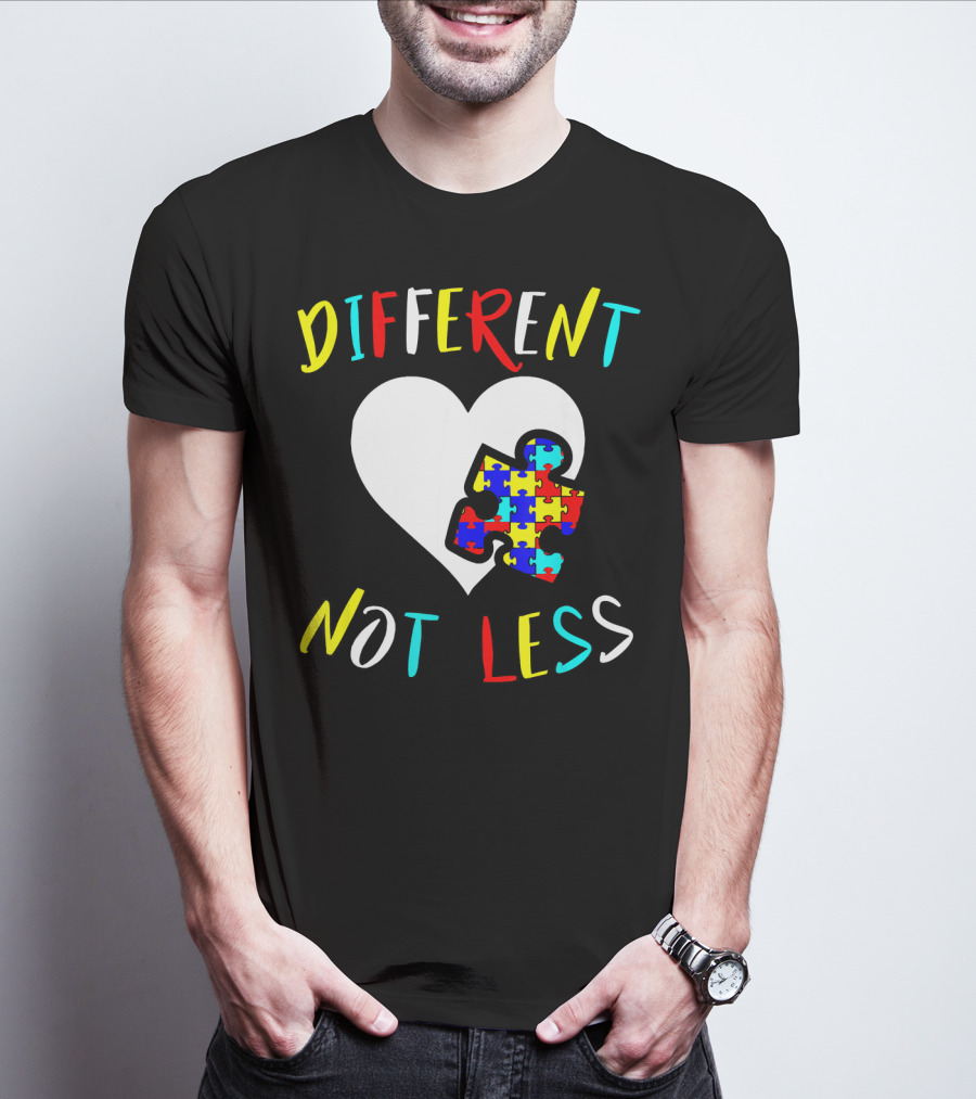 Different Not Less Autism Awareness Puzzle Heart T-Shirt