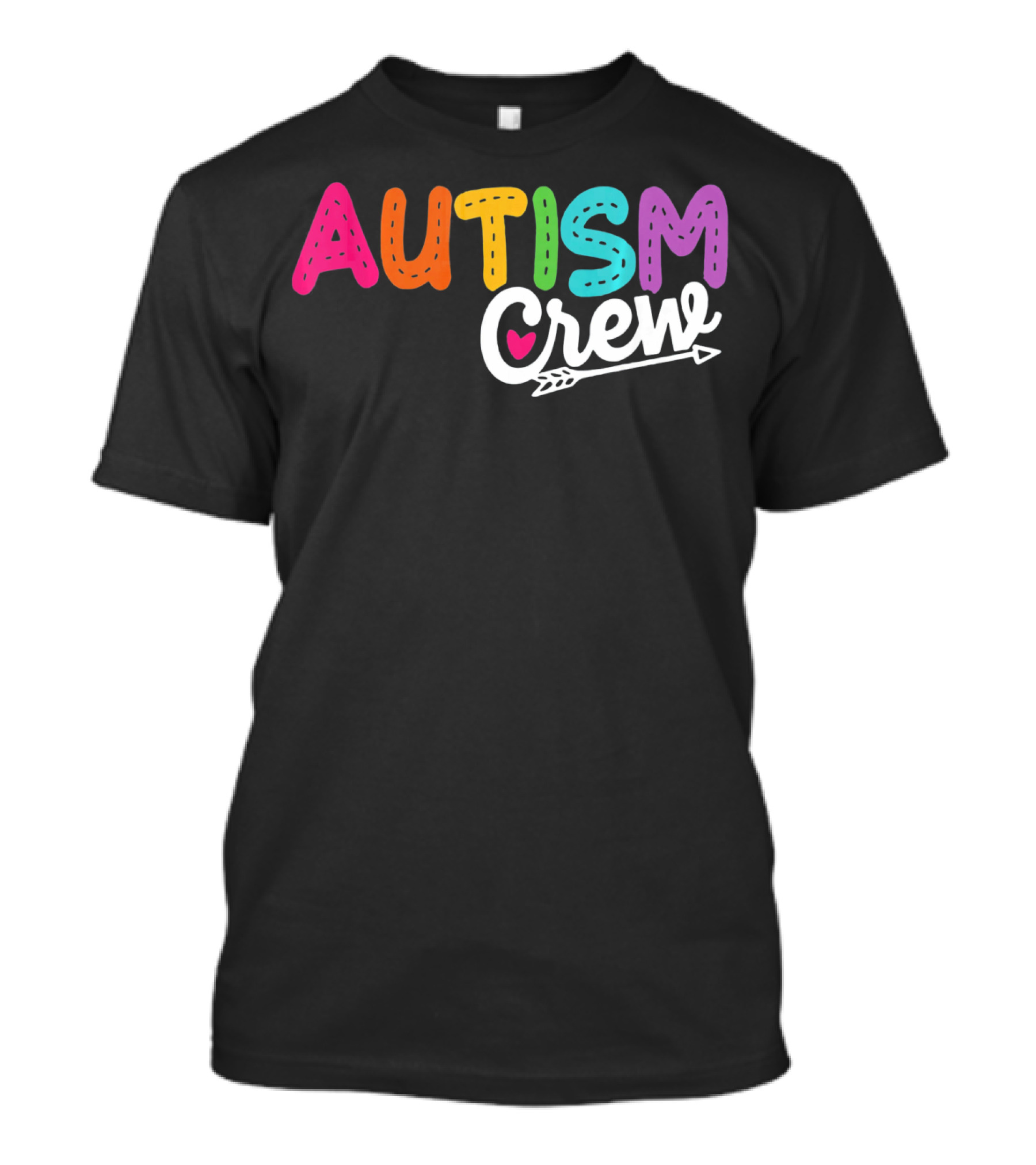 Autism Crew Colorful Heart Arrow Autism Awareness T-Shirt