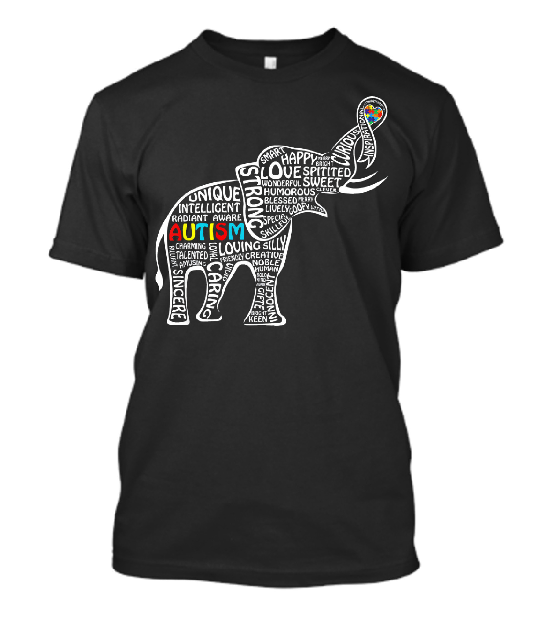 Funny Clever Autism Awareness Elephant Typography T-Shirt