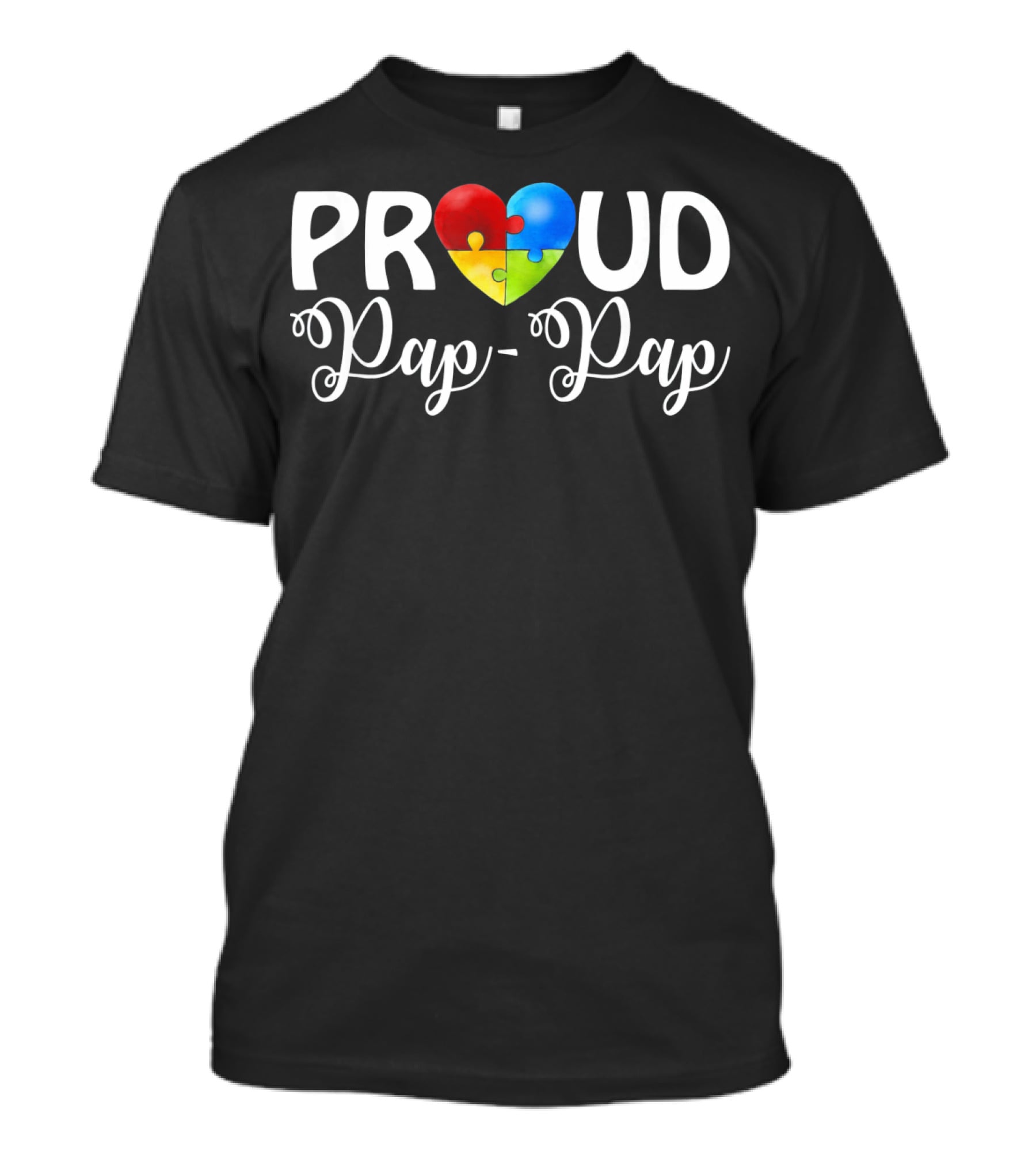 Proud Pap Pap Puzzle Heart Autism T-Shirt