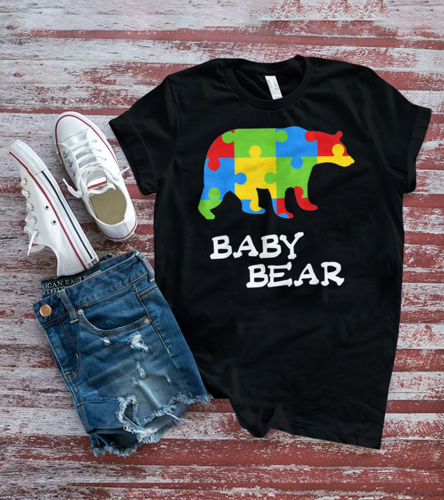 Autism Awareness Baby Bear Puzzle Design For Boy T-Shirt