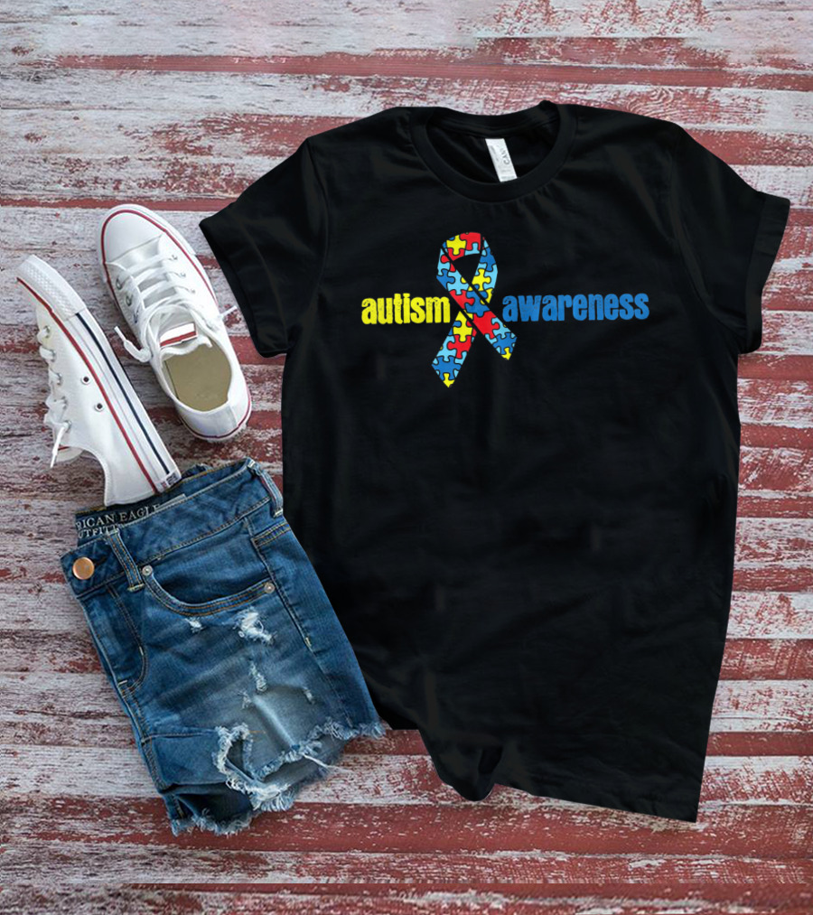 Autism Awareness Ribbon With Puzzle Pieces T-Shirt