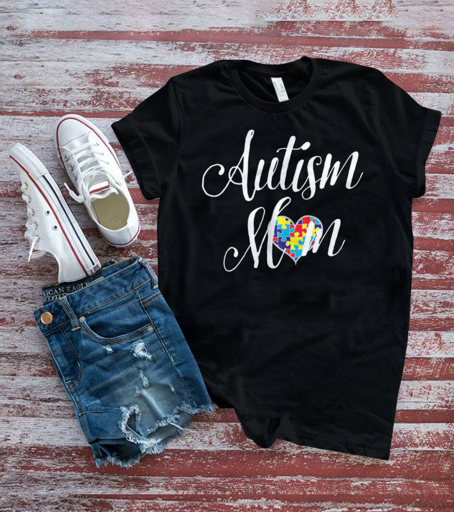 Autism Mom Heart Puzzle Piece T-Shirt