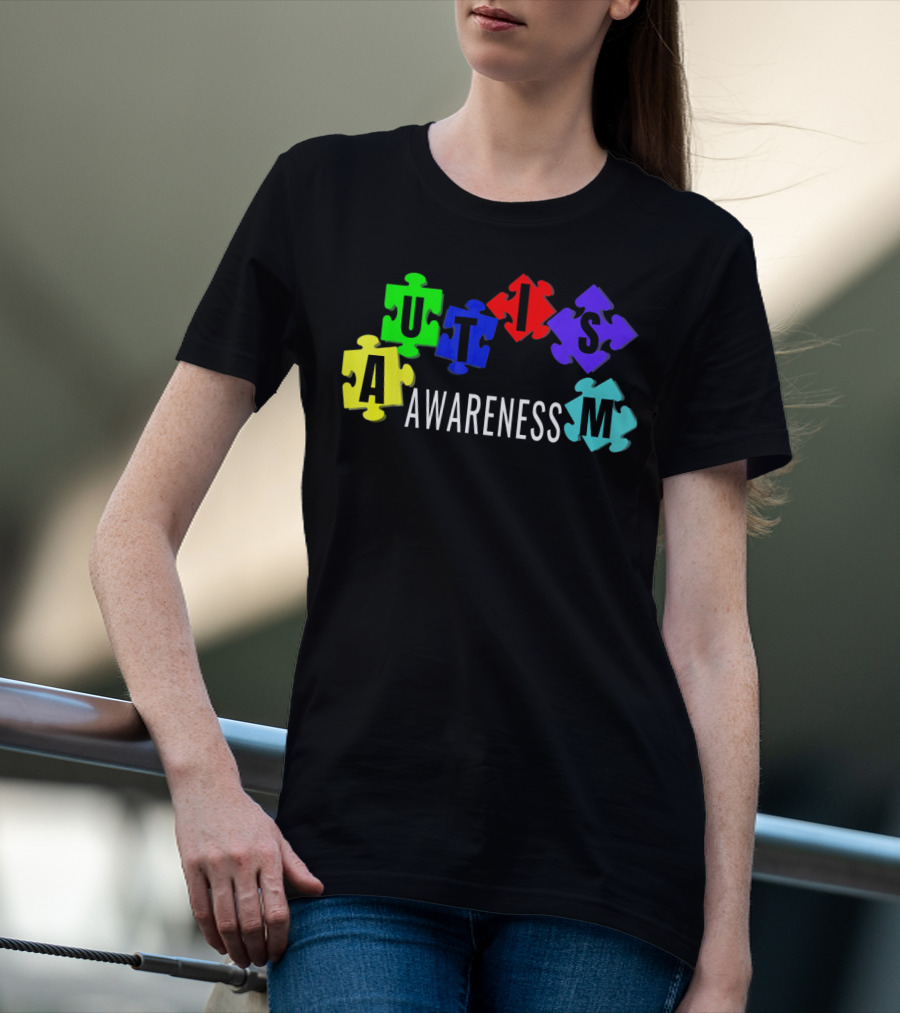 Autism Awareness Colorful Puzzle Pieces T-Shirt