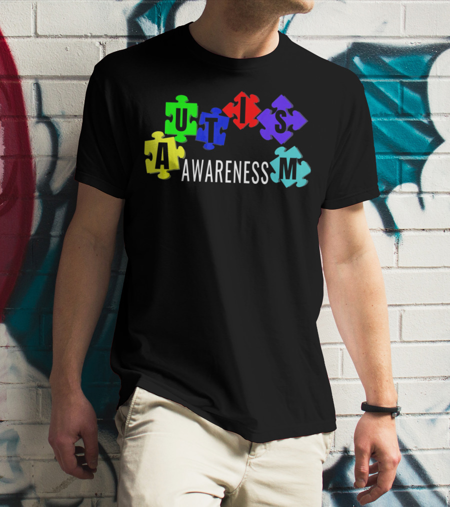 Autism Awareness Colorful Puzzle Pieces T-Shirt