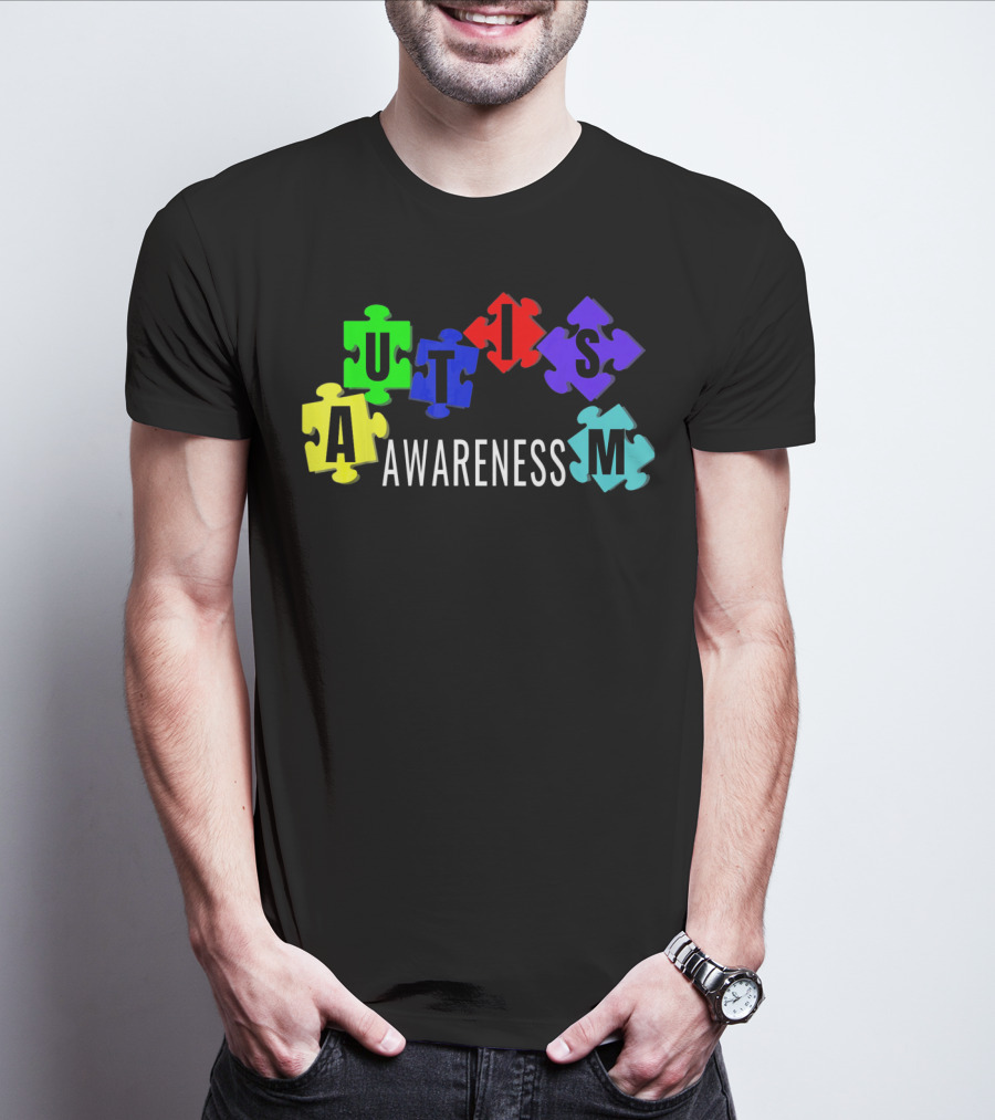 Autism Awareness Colorful Puzzle Pieces T-Shirt
