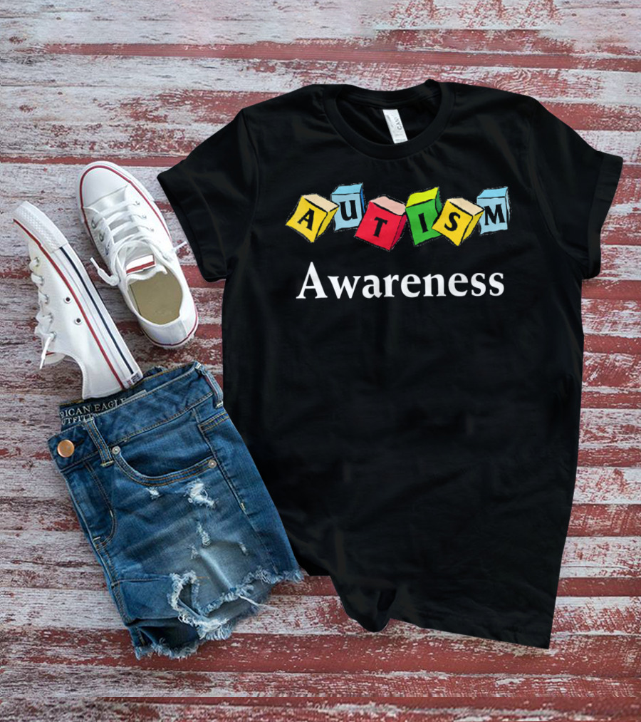 Autism Awareness Colorful Blocks Logo Autistic T-Shirt