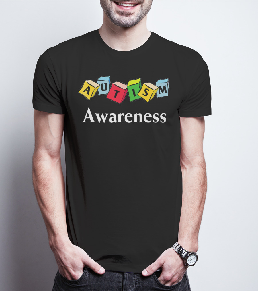 Autism Awareness Colorful Blocks Logo Autistic T-Shirt