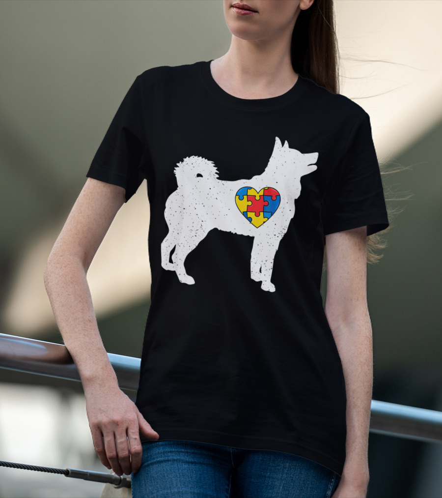 Husky Autism Awareness Puzzle Heart T-Shirt