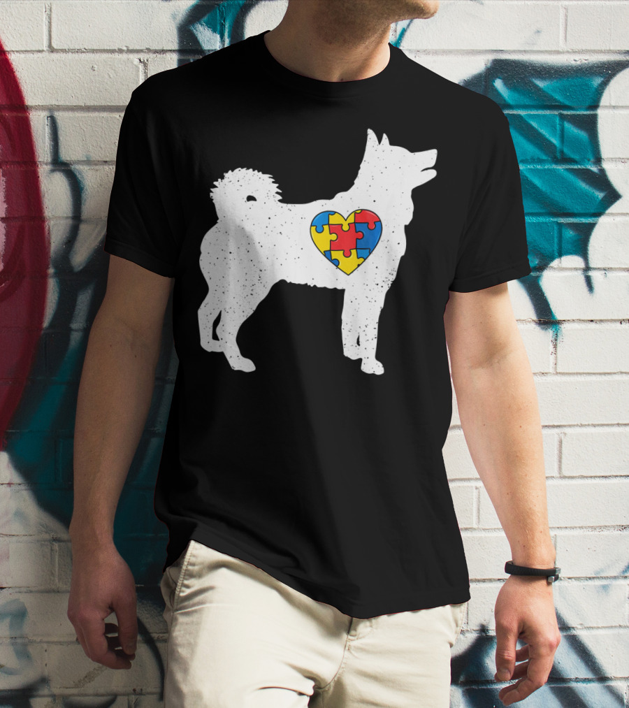 Husky Autism Awareness Puzzle Heart T-Shirt