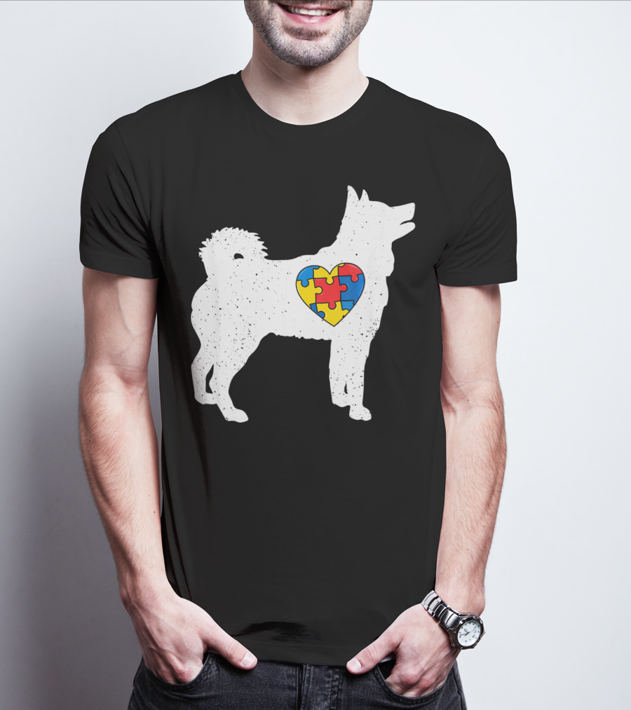 Husky Autism Awareness Puzzle Heart T-Shirt