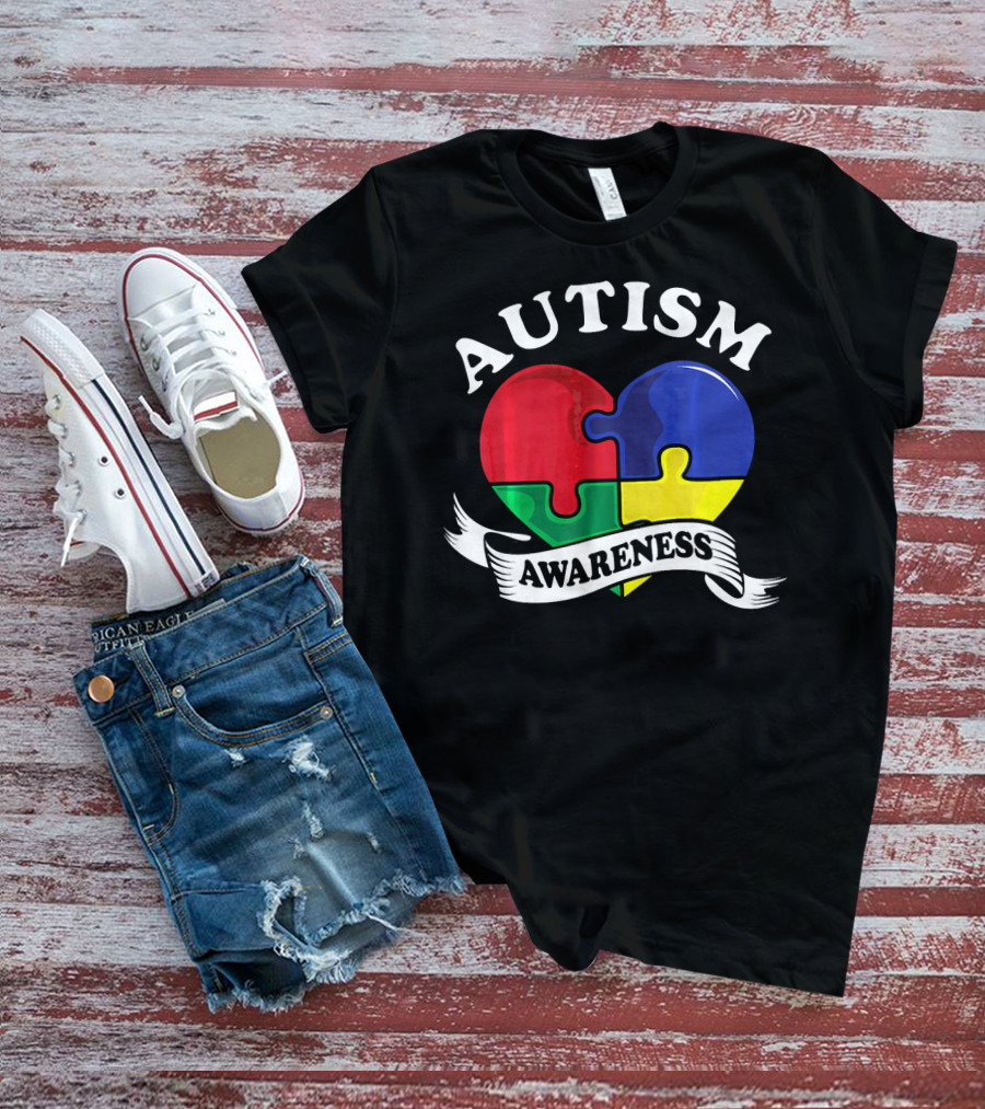 AUTISM AWARENESS HEART PUZZLE PIECE T-Shirt