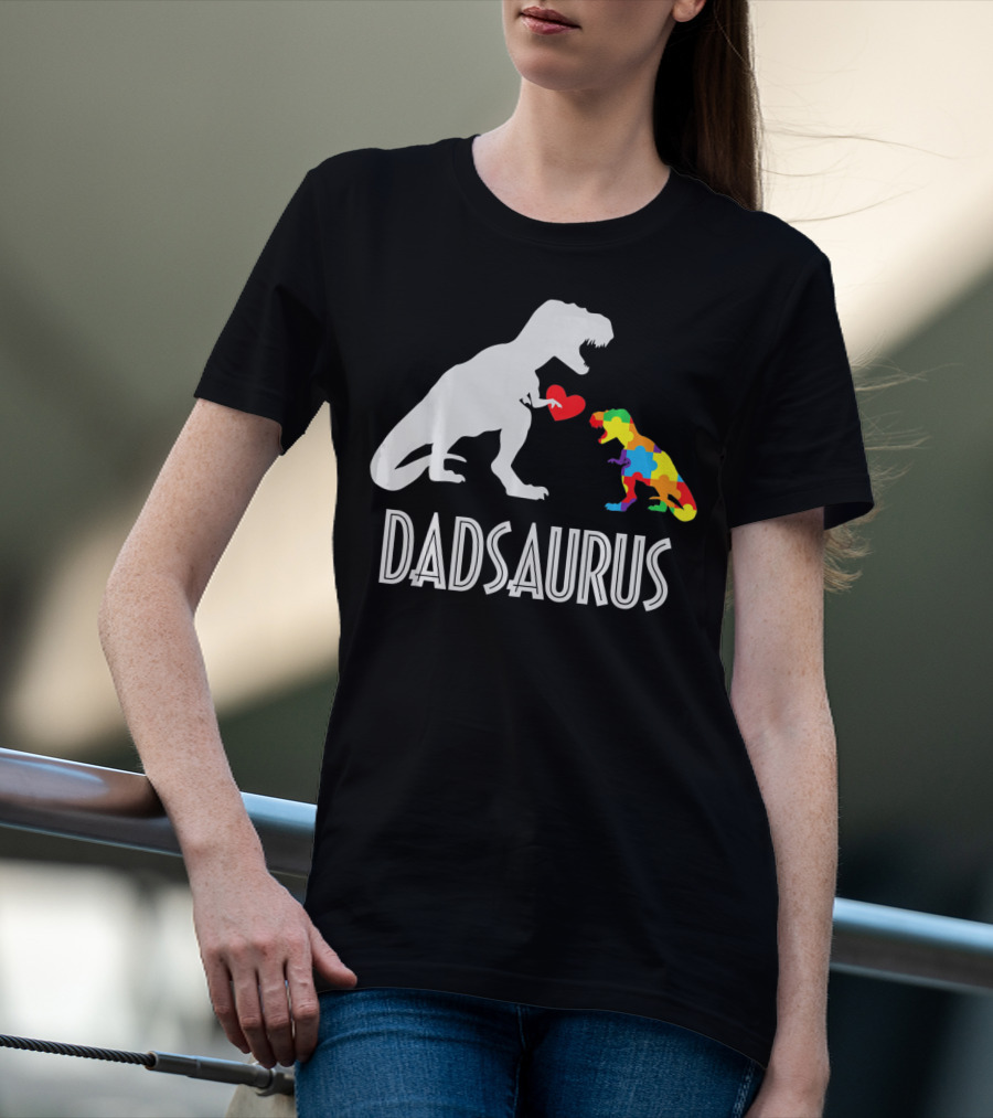 Dadsaurus Dinosaur Family Kids Autism Awareness T-Shirt