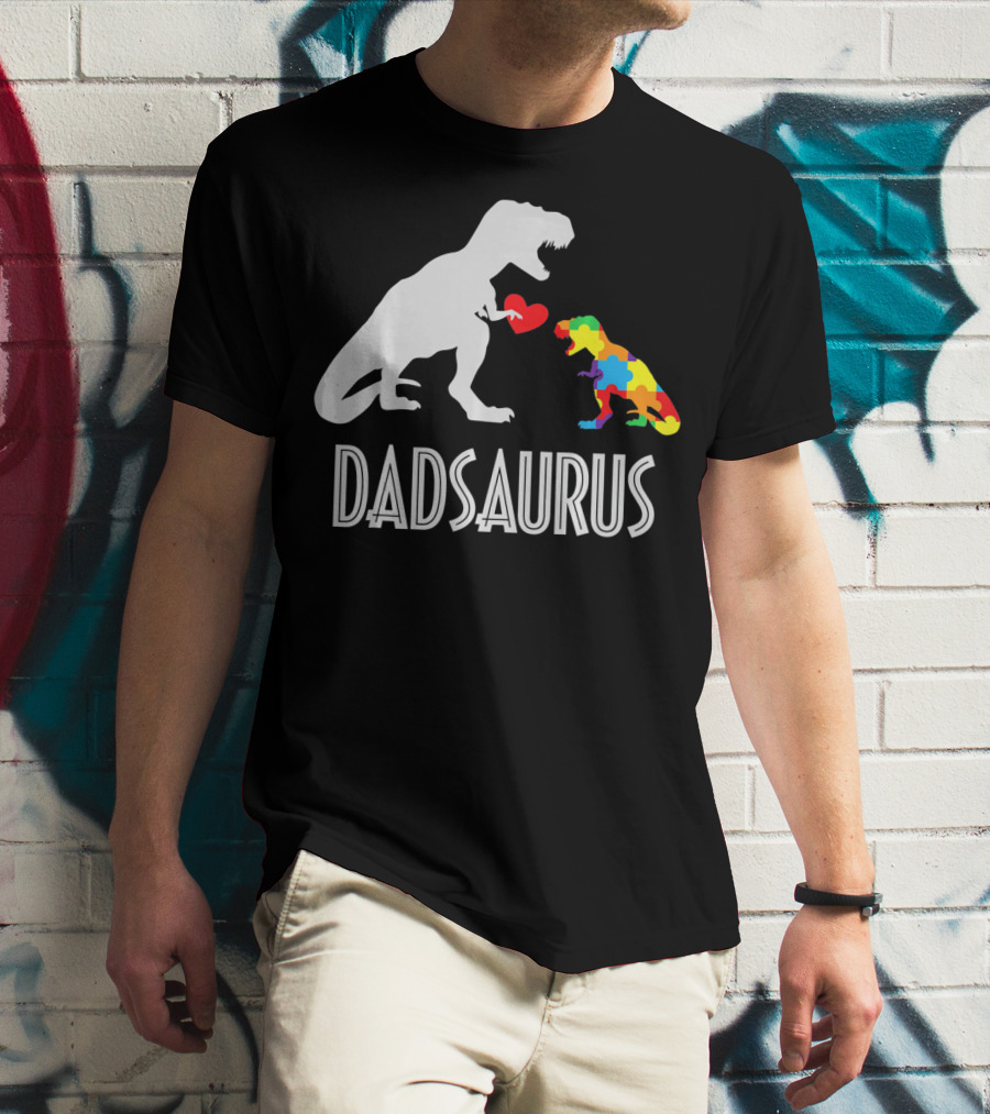 Dadsaurus Dinosaur Family Kids Autism Awareness T-Shirt