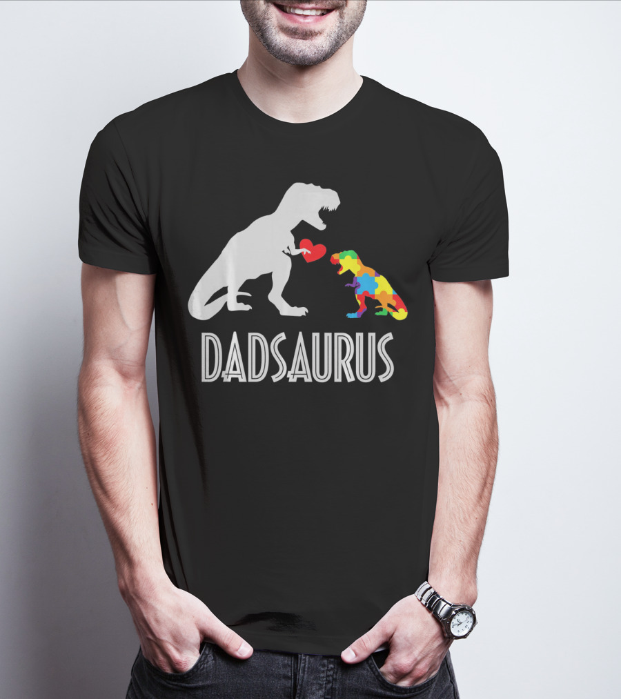 Dadsaurus Dinosaur Family Kids Autism Awareness T-Shirt