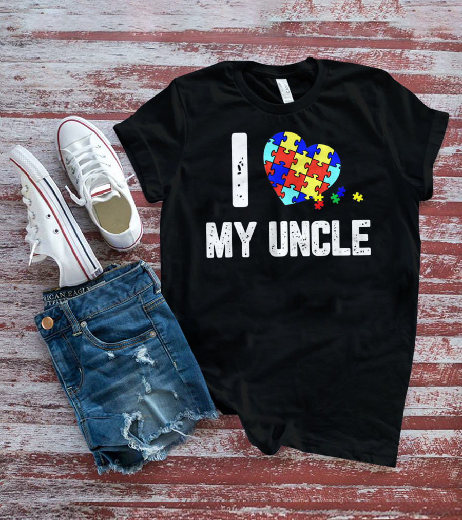 I Love My Uncle Autism Puzzle Heart Awareness T-Shirt