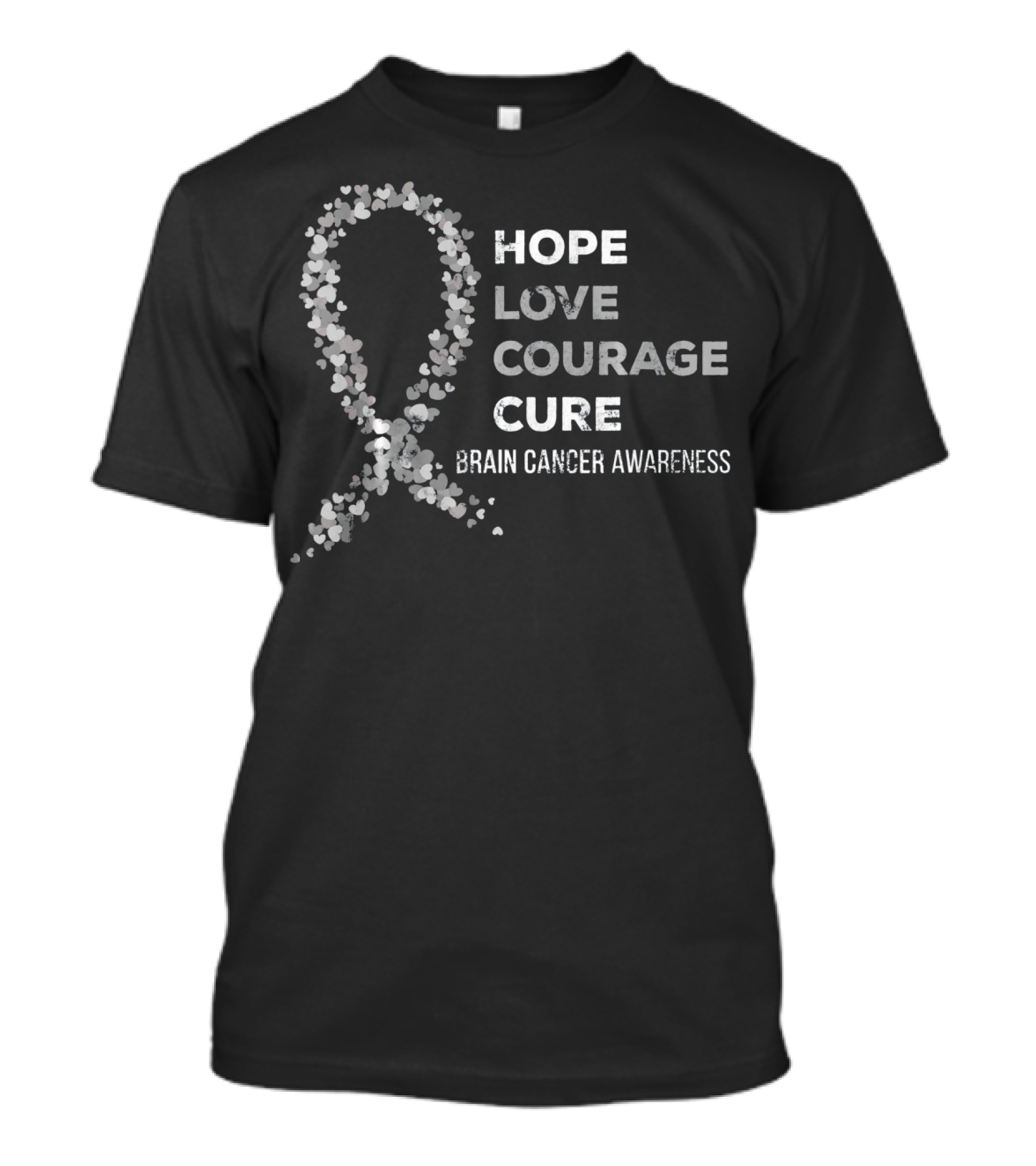 Hope Love Courage Cure Brain Cancer Awareness T-Shirt