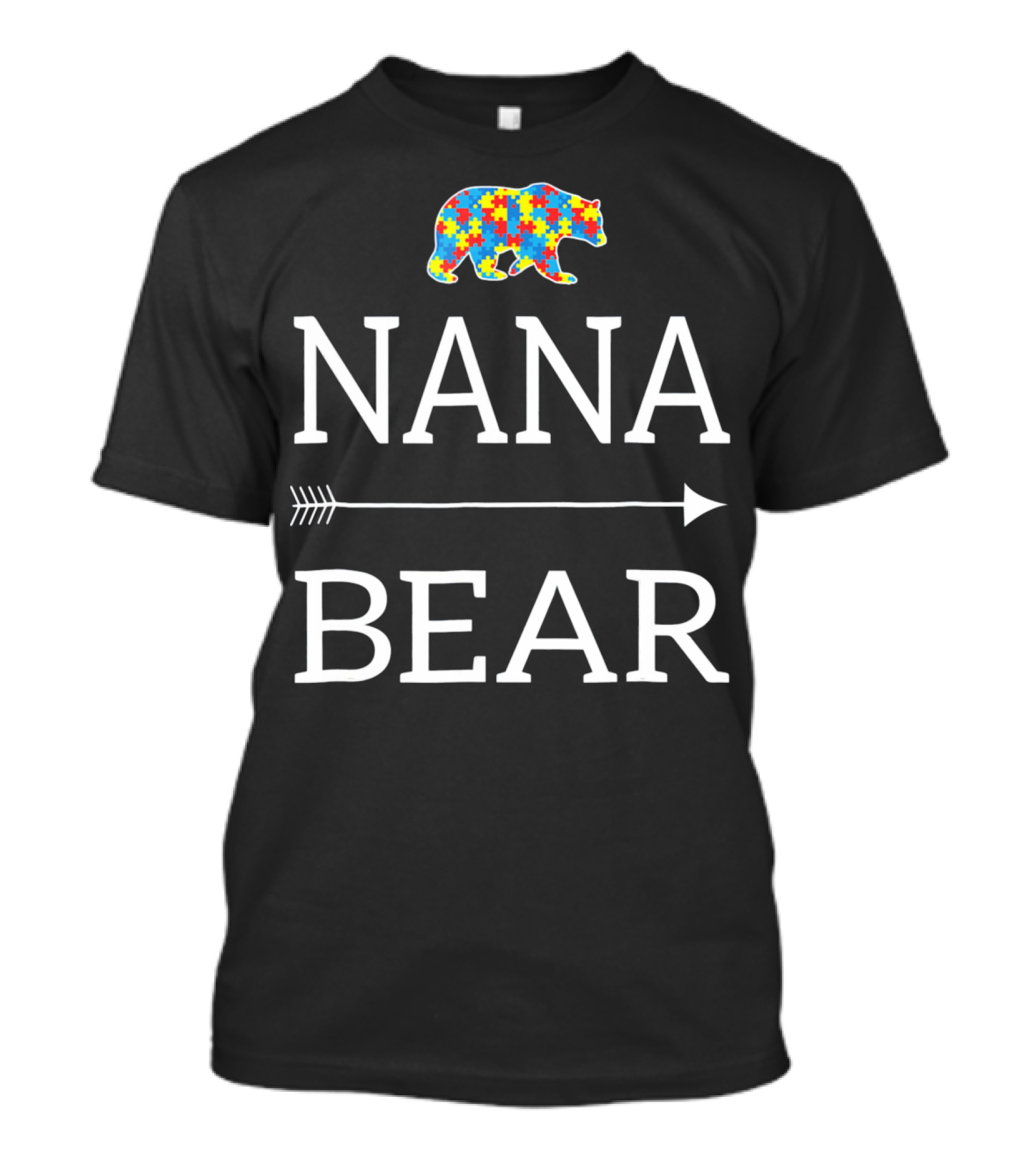 Nana Bear Autism Awareness Puzzle Bear Arrow T-Shirt