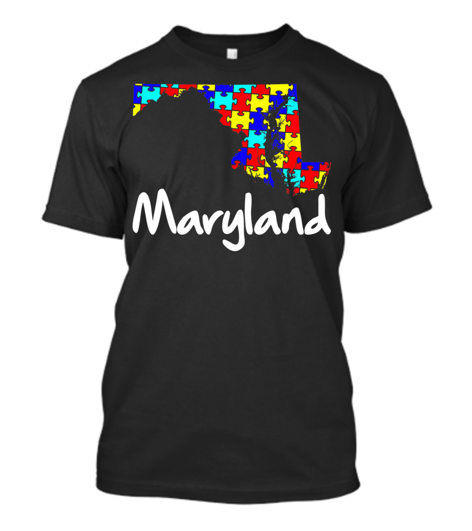 Maryland Puzzle Map Autism Awareness T-Shirt