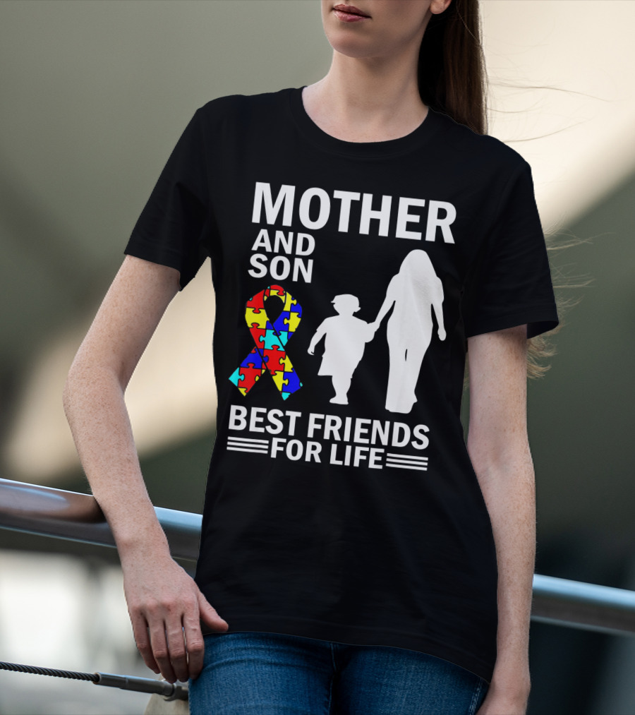Mother And Son Autism Awareness Best Friends For Life Puzzle T-Shirt